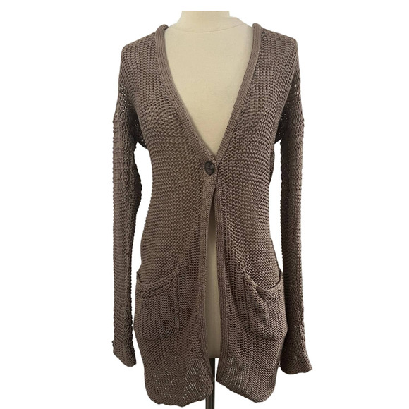 Manoukian Loose Knit Single Button Cardigan Sweater Size XS EUC - Picture 1 of 8